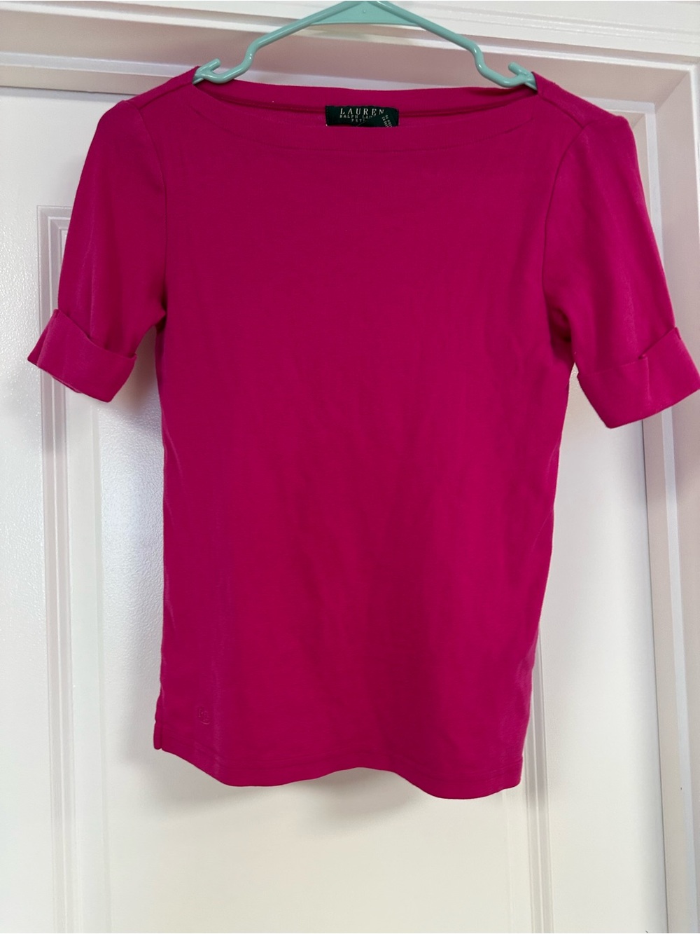 Ralph Lauren Hot Pink Short-Sleeve Boatneck Top Girly PSX